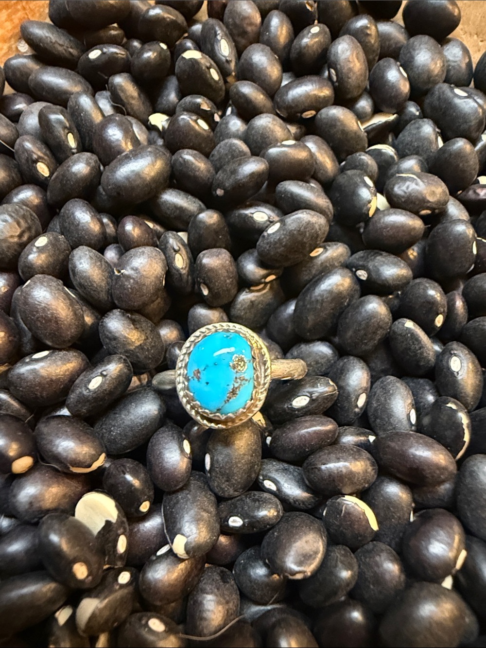 Turquoise Stone Silver Ring - Blue Gem Statement Ring